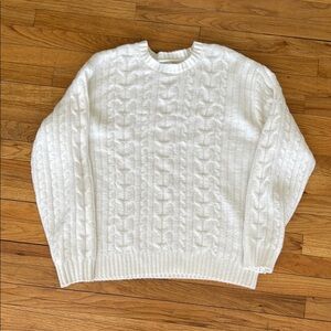 Hollister White Crew Neck Cable Knit Sweater